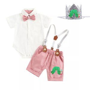 The Very Hungry Caterpillar Boy First Second Birthday Outfit Clothes Suspenders